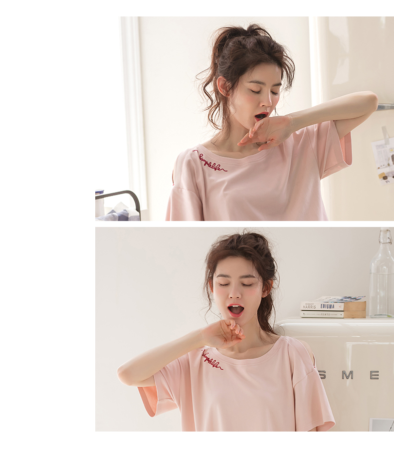 Jing Yun đồ ngủ nữ mùa hè cotton tay ngắn phần mỏng nữ dịch vụ nhà đơn giản màu rắn lỏng phần dài cô gái váy ngủ váy ngủ sexy