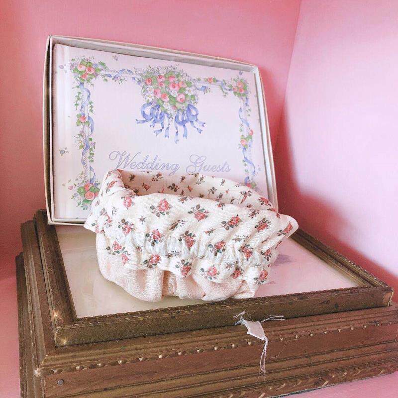 Senteo Retro Broken Flower Containing Bag Mouth Red Containing Bag Small Basket Styling Containing Bag