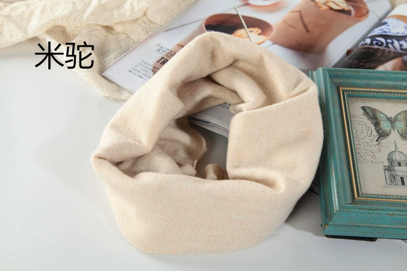 Áo len cashmere cổ yếm nhỏ cổ áo khăn quàng cổ quăn