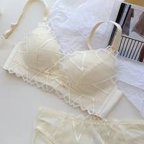 Gentle style pure desire lace thin underwear for young girl without steel ring small breasts to gather anti-sagging sweet bra suit