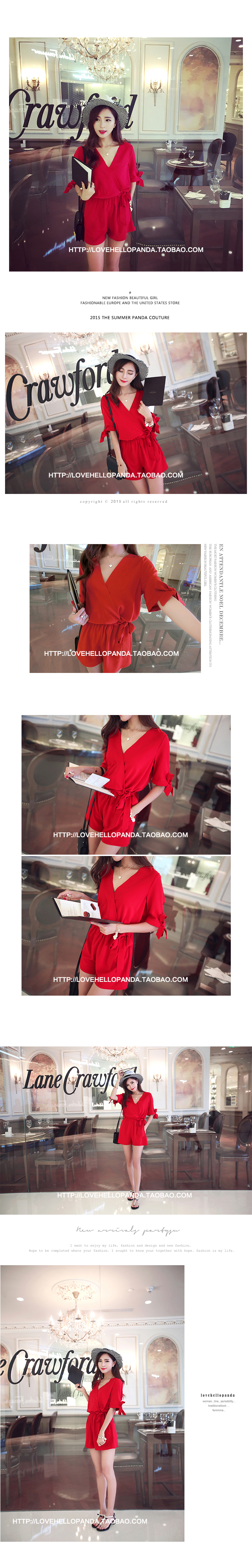 Bộ đồ liền thân nữ mùa hè 2019 mới của sinh viên Hàn Quốc có eo cao là chiếc đồng phục cổ chữ V mỏng. quần short trắng nữ