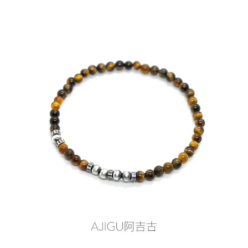 Ajigu 925 Sterling Silver Original Natural Tiger Eye Stone Round Bead Bracelet Retro Unisex Couple Style Niche Thin Bracelet Ajigu 925 Sterling Silver Original Natural Tiger Eye Stone Round Bead Bracelet Retro Unisex Couple Style Niche Thin Bracelet