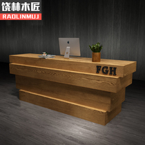 Retro bar table Cashier counter Simple modern clothing store Hotel solid wood company reception desk Reception desk