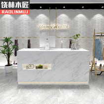 Cashier Simple modern clothing store counter Front desk Nordic imitation marble bar Small beauty salon reception desk