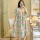 Anti-bulge nightgown for women summer thin large size cotton silk skirt 2023 new ice feeling cotton silk loose home clothes