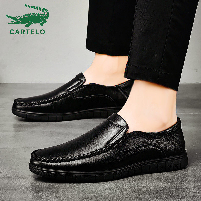 Crocodile men's shoes 2022 new summer breathable leather one-foot pedal tide shoes men's casual business leather shoes men