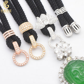 18k gold high cargo rope set with diamond and jade pendant lanyard