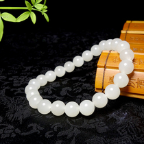 The Jade Products Xinjiang and Tanyu Seeds Material Mountain Material and Tian Yubai Yubei jade Round of Handmade Bracelet