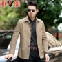 Mùa xuân và mùa thu Yalu Áo gió nam trung niên Lapel Thin Áo khoác nam Dad Slim Windbreaker Men Chống nhăn miễn phí áo gió giá rẻ