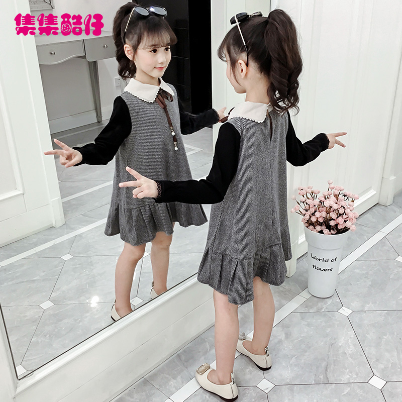 Girls mùa xuân ăn mặc 2020 mới của Hàn Quốc phiên bản của trẻ em mùa xuân và mùa thu thuần Red chúa váy Big Kids váy Tide