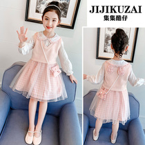 Girls  dresses Spring girls princess skirts Foreign spring and autumn childrens net red 6 small fragrance 7 yarn skirts 8 tide 9 years old