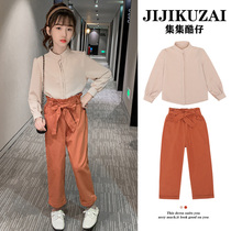 Girls spring shirt two-piece suit Girls childrens clothing foreign style net red 6 fashion 7 clothes 8 spring and autumn 9 tide 12 years old