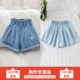 Quần short denim cô gái mùa hè mỏng phần 2020 phong cách phương tây mới của trẻ em mặc ngoài rộng rãi mặc tất cả phù hợp với xu hướng quần lớn trẻ em - Quần jean