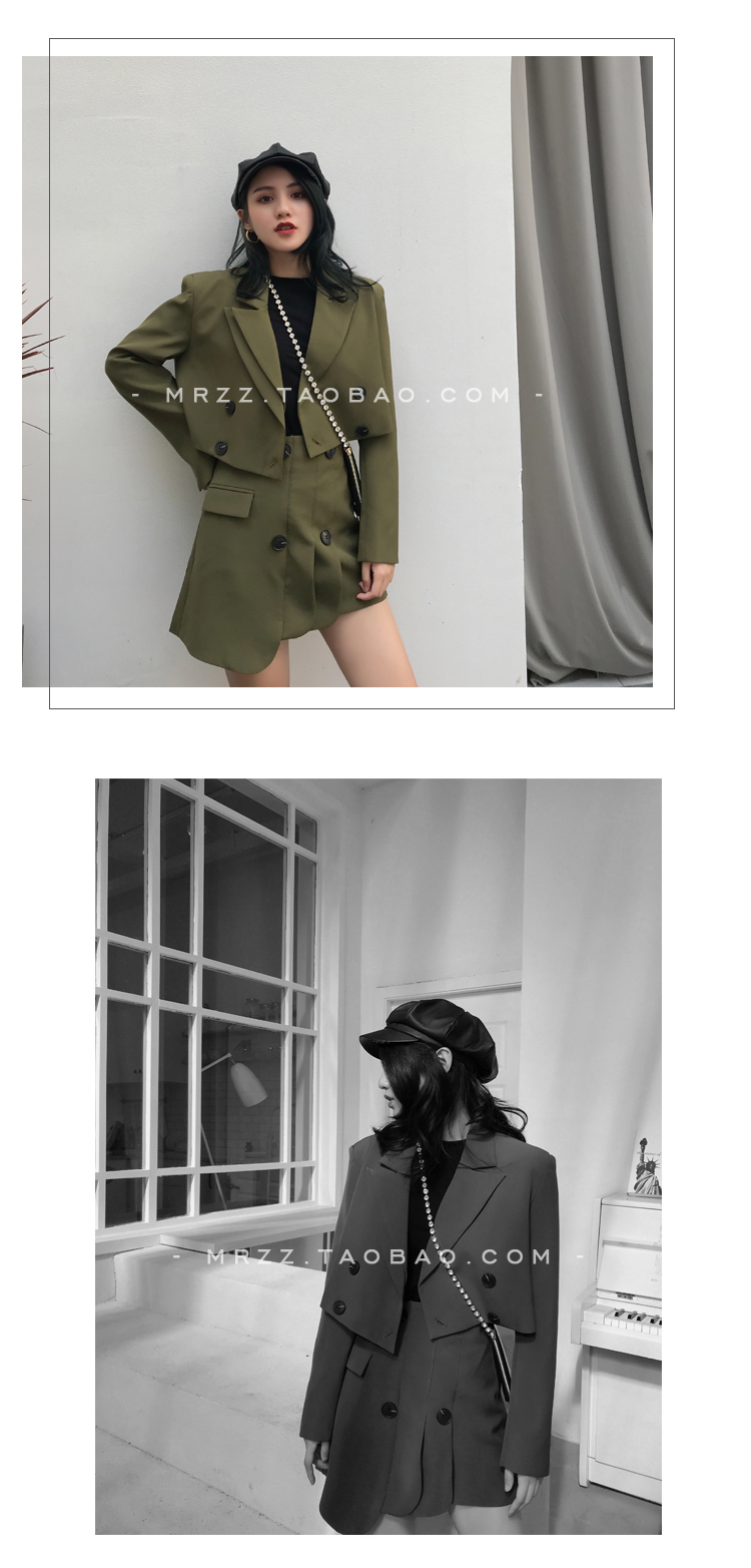QUEENZZ quần áo mùa thu chic nhỏ phù hợp với áo khoác nữ 2018 phiên bản mới của Hàn Quốc của quần tây phù hợp với áo ba lỗ - Bộ đồ áo kiểu trung niên