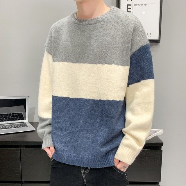 2024 New Men's Knit Sweater, Autumn and Winter Thickened Trendy Warm Sweater