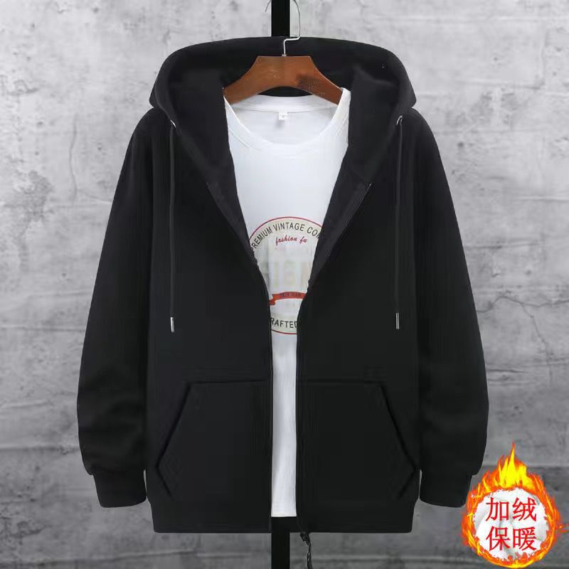 Clearance Sale American-Style Zip-Up Cardigan Gray Sweatshirt Men's Trendy Heavy-Duty Loose-Fit Sports Couple's Hooded Jacket