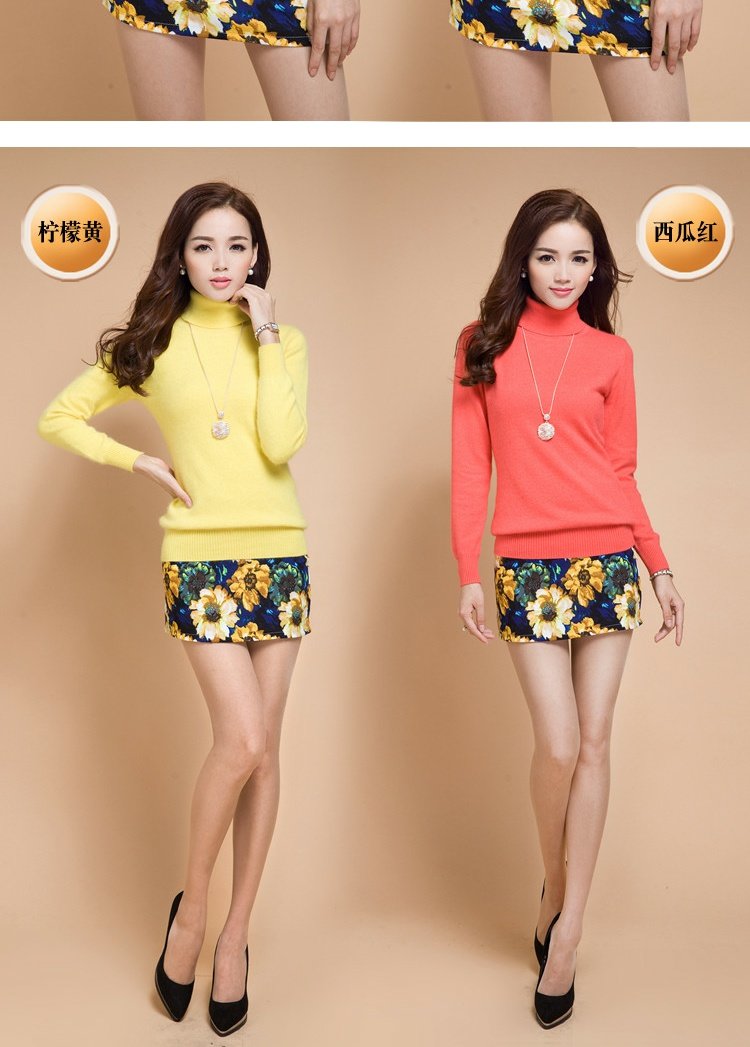 Mới mùa thu và mùa đông cổ áo len cao cổ của phụ nữ phần mỏng áo len ngắn đoạn lỏng lẻo chạm đáy áo len hoang dã mỏng áo len