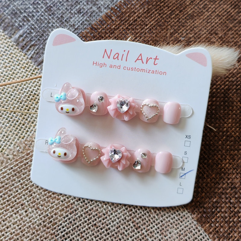 Pink Melody Kidsren's Handmade Wearable Nails Cartoon Cute Stereo Nail Patches for Kidsren to Prevent Nails from Biting Pink Melody Kidsren's Handmade Wearable Nails Cartoon Cute Stereo Nail Patches for Kidsren to Prevent Nails from Biting