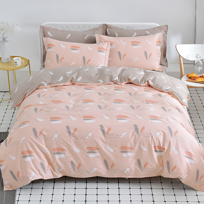 Water blue bed four-piece cotton cotton bed bed single quilt cover quilt cover sheets pink princess bedding