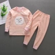 Mùa thu và mùa đông cotton len nhung nam và nữ đồ lót trẻ em Bộ quần áo trẻ em Quần áo mùa thu vai khóa đồ ngủ chạm đáy 1-4 tuổi đồ lót cho bé gái