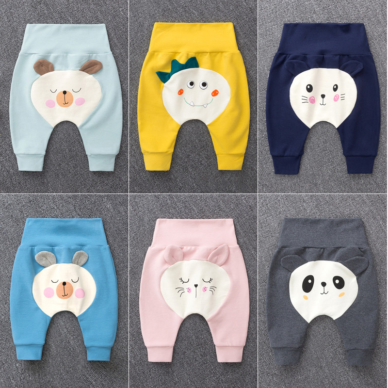 Baby large PP pants spring autumn and thin section High waist and belly care baby boy pure cotton fart pants Harenne lap pants