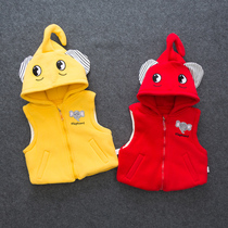 Autumn and winter plus velvet baby vest male and female baby child thick waistcoat shoulder baby elephant with hat horse clip warm vest child