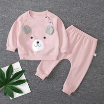 Spring and Autumn New Baby Set Baby Cotton Sweatclothes PP Butter Pants Childrens Wear Casual Children Two-Piece Tide Handsome