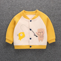 Baby baseball shirt baby cardigan coat spring and autumn children Boys 2 years old female newborn clothes foreign coat