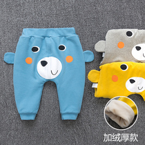 Baby plus velvet pp pants autumn and winter padded trousers men and women Baby Big Ass Harlem pants can open crotch cotton pants