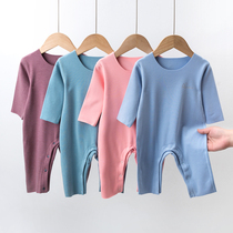 Baby de velvet jumpsuit men and women baby boneless autumn winter thick climbing suit closed crotch garment warm pajamas