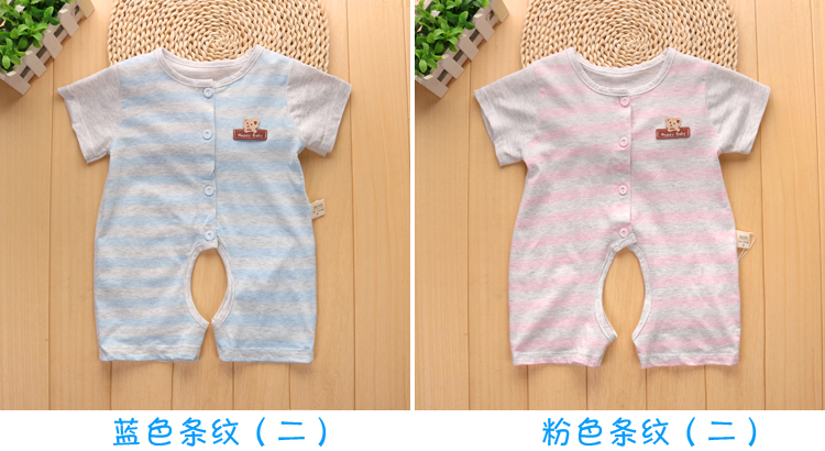 Mùa hè bé ngắn tay jumpsuit siêu mềm siêu mỏng cotton trẻ sơ sinh mở sneaker sneakers đồ ngủ 0-2 tuổi áo liền quần hình thú trẻ em