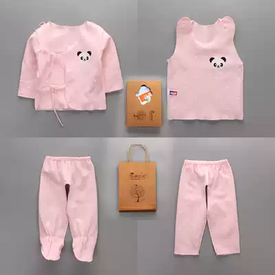 Spring and Autumn Cotton Men's and Women's Baby Underwear Set Baby Gift Box Four Piece Neonatal Autumn Pants Pajamas