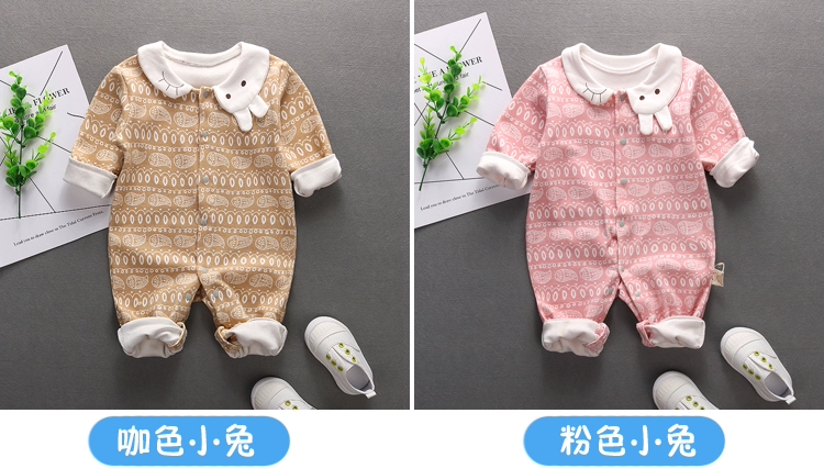 Cotton babyiesies Quần áo trẻ em Hàn Quốc romper sơ sinh retro màu mùa xuân và mùa thu sử dụng trang phục kép - Áo liền quần