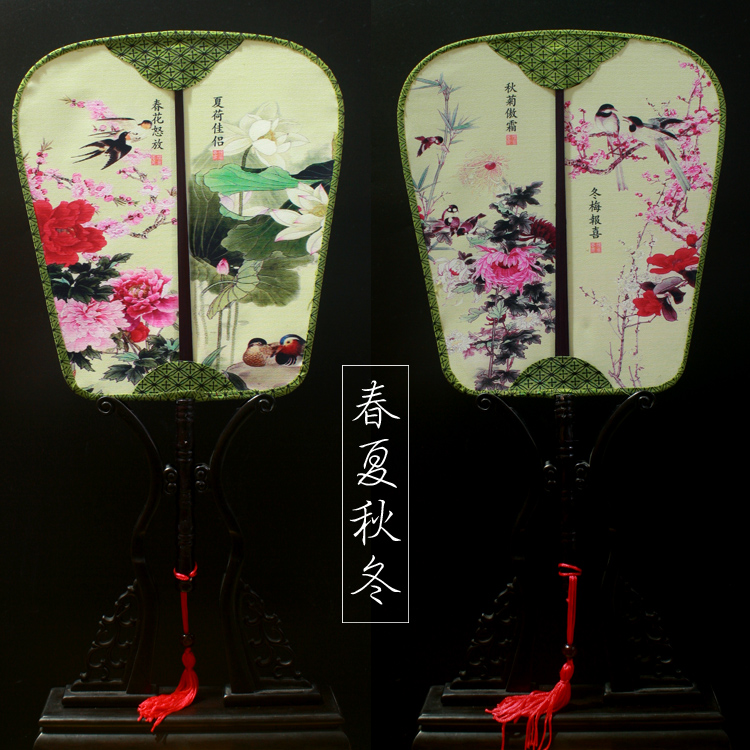 (Factory direct sales) Double-sided silk palace fan dance square fan spring, summer, autumn and winter classical fan court fan