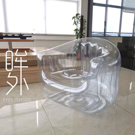 Trendy Transparent Inflatable Sofa Single Chair, Same Style as on Xiaohongshu, Stuffed Animal Diy, Outdoor Portable, Direct from Manufacturer