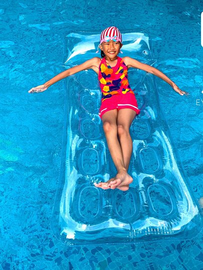Floating bed adult swimming ring water inflatable floating thickened mesh bed girls' swimming floating chair swimming floating ring clip net floating row