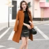 Áo khoác len mùa thu đông 2019 phiên bản Hàn Quốc của xu hướng là mỏng và mỏng, áo khoác không cổ dài tay nữ dài vừa phải - Trung bình và dài Coat