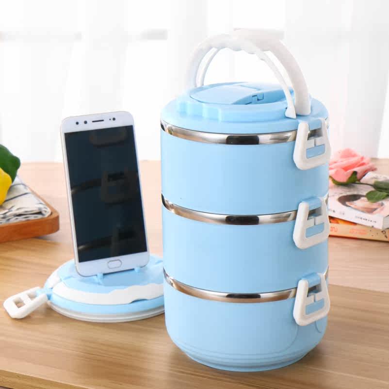 Stainless steel thermal insulation food grid tableware student lunch box lunch box office worker portable partition type large capacity