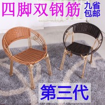 Small rattan chair three-piece bamboo balcony table and chair furniture Outdoor leisure seat backrest single rattan chair coffee table special offer