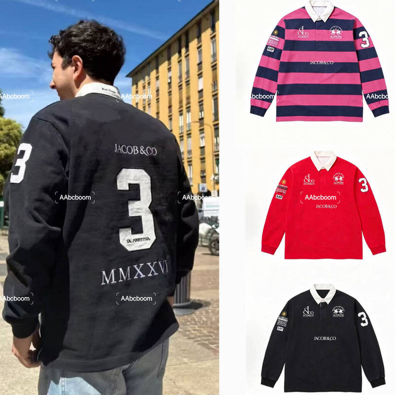 Independent American-Style Color-Blocked Letter Pattern Long-Sleeve Rugby Jersey Polo Shirt T-Shirt Independent American-Style Color-Blocked Letter Pattern Long-Sleeve Rugby Jersey Polo Shirt T-Shirt