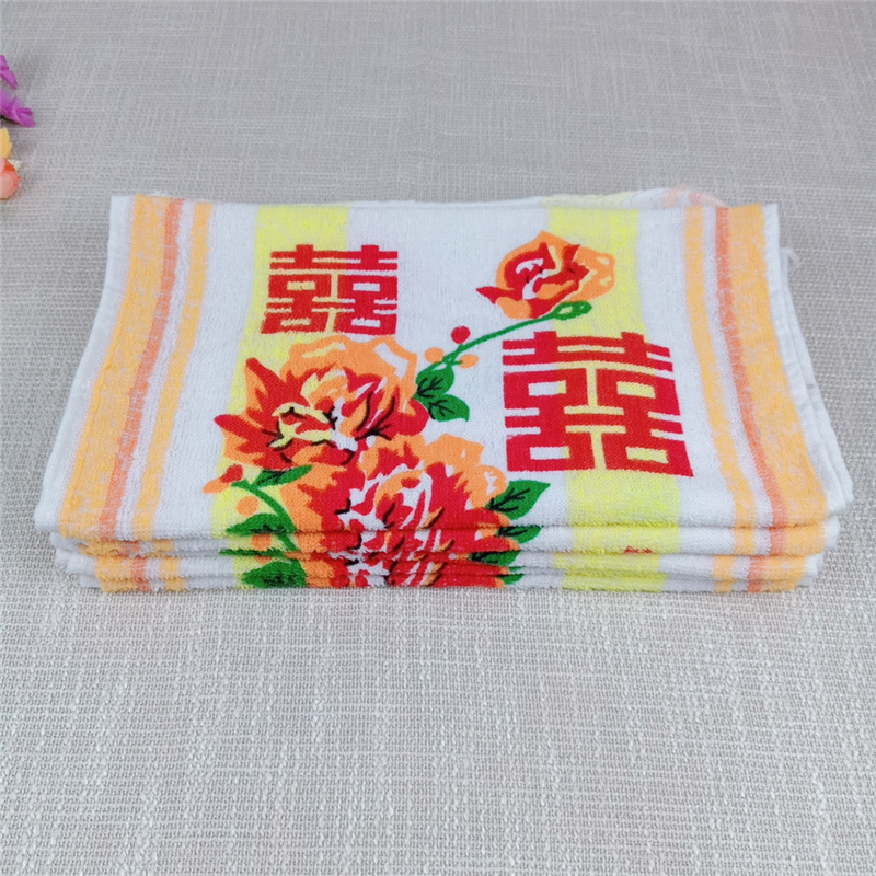 5 Physical Store Thin Pure Cotton Old-Fashioned Printed Towels Easy to Absorb Water Towels Face Towels Slightly Flawed