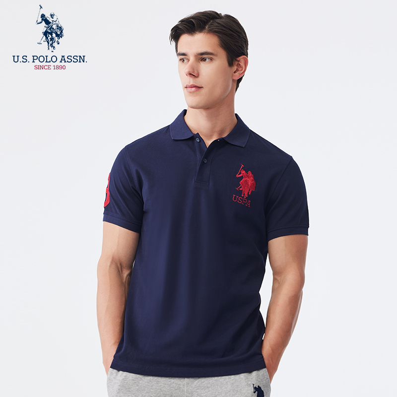Uspoloassn American Polo Association Summer Men's Short-Sleeved Polo Shirt Classic Pure Cotton Lapel T-Shirt