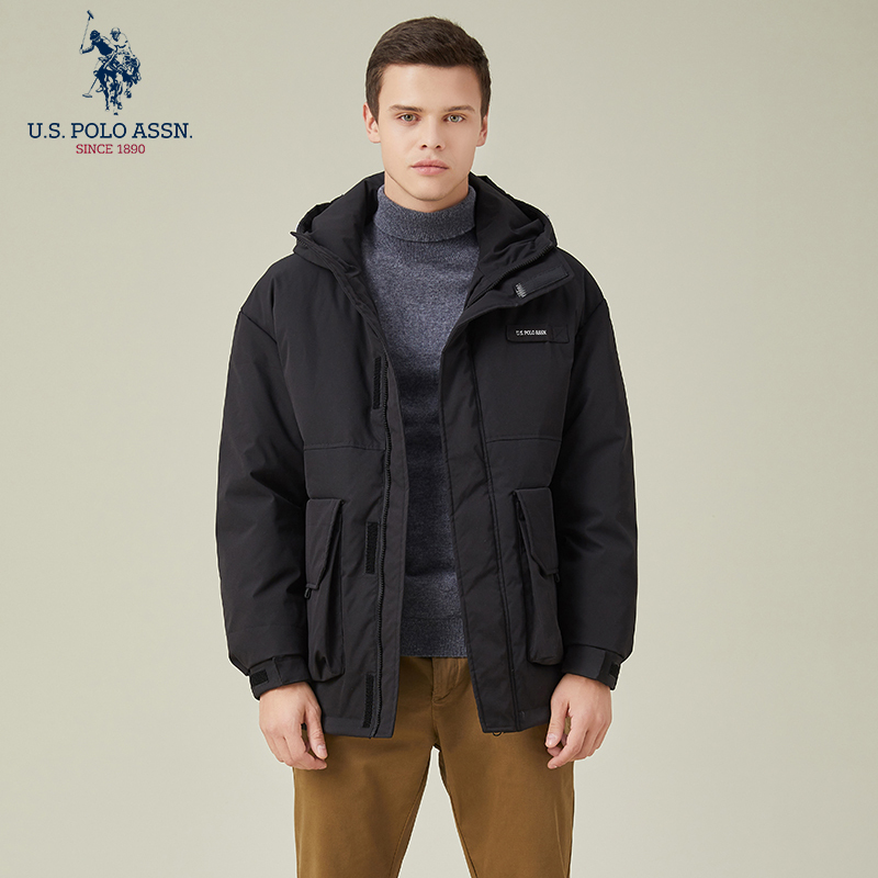 Uspoloassn American Polo Association Winter Men's down Jacket Short Thickened Warm Hooded Coat