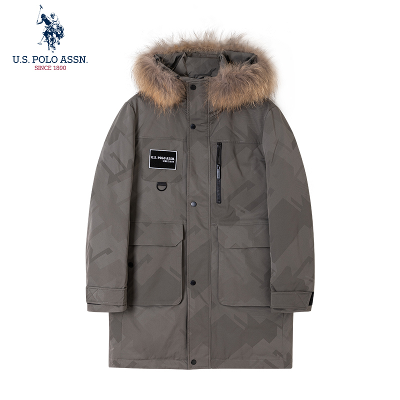 Uspoloassn American Polo Association Winter Men's Fur Collar Hooded down Jacket White Duck down Jacket