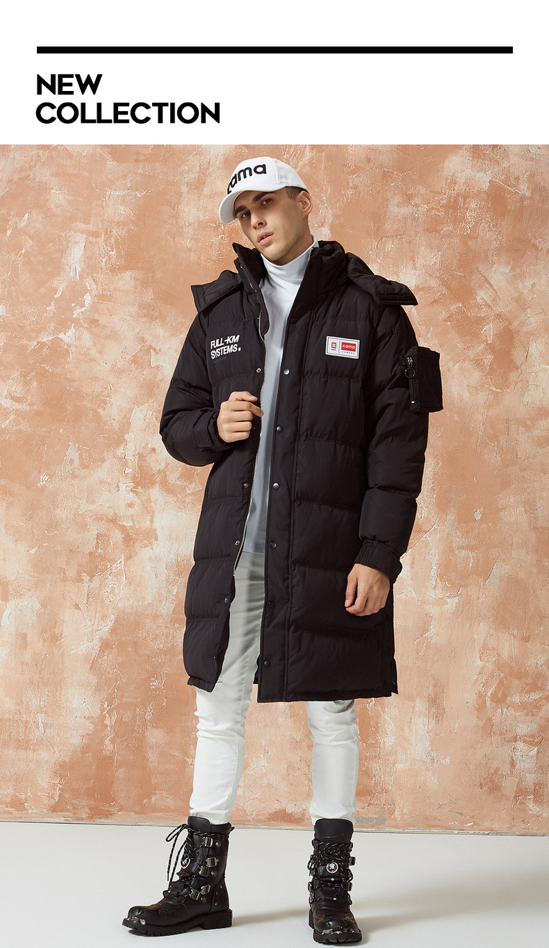 KAMA/卡玛 男士加厚中长款 连帽羽绒服 图1