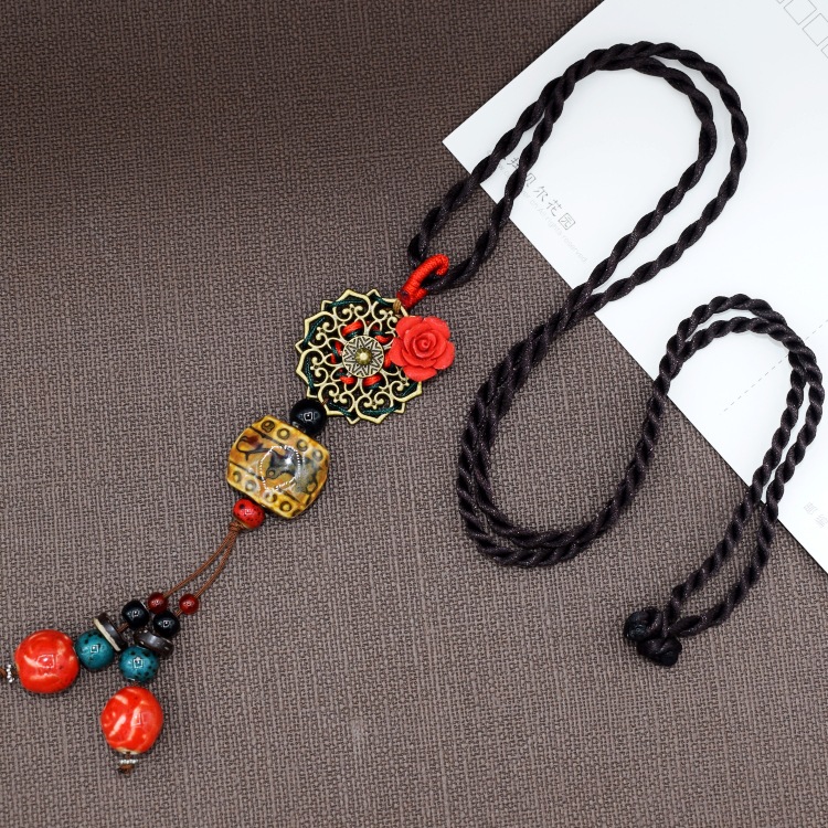Long Sweater Chain Ethnic Style Ceramic Necklace Handmade Jewelry Fine Weaving Accessories Item Jewelry