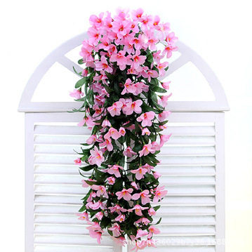 Emulated lily wall-hanging flower rattan wall-hanging chandelia flower hanging basket flower living room balcony home decoration flower