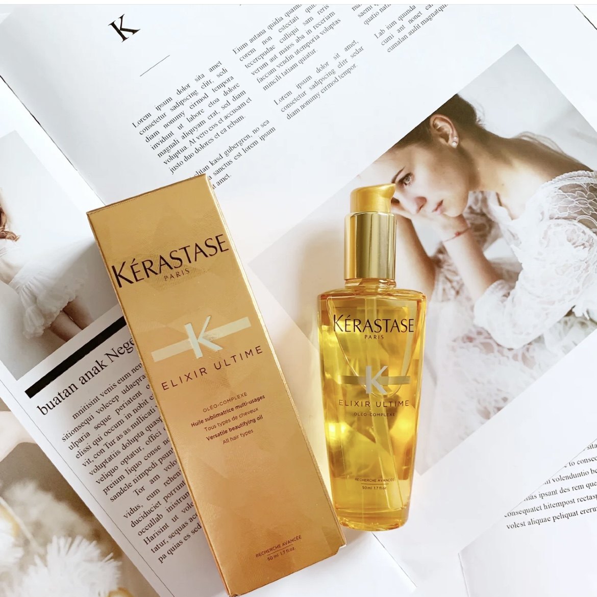 A professional recommendation) Paris Card Poetry Kerastase Double Cyanine Pure Gold Bottle Hair Oil Free Hair Care Essential Oil 100ml