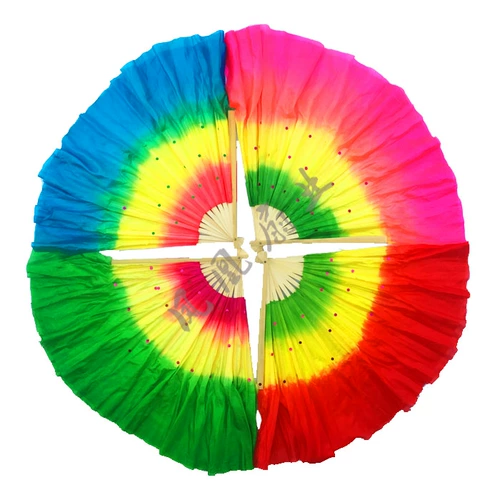 Вентилятор вентилятора Трехноколонный градиент квадратный квадратный вентилятор янге Двойной вентилятор с двойным вентилятором Порошок желтый зеленый one -фут 18 Бесплатная судоходство.