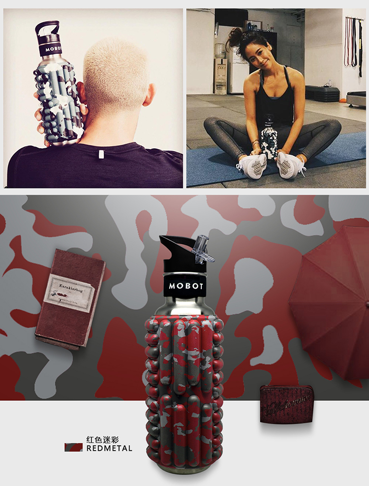 American Mobot new massage con lăn thể thao chai nước cup xách tay thép không gỉ chai nước nhiều màu bình nước tập gym 2l